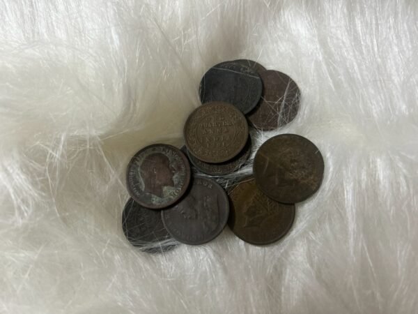 British India Quarter Anna Copper Coins — Mixed Rulers (Bundle of 5)